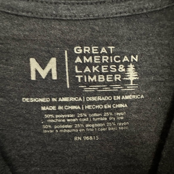 Great American Lakes and Timber Navy Blue T-Shirt with American Flag - Picture 3 of 3